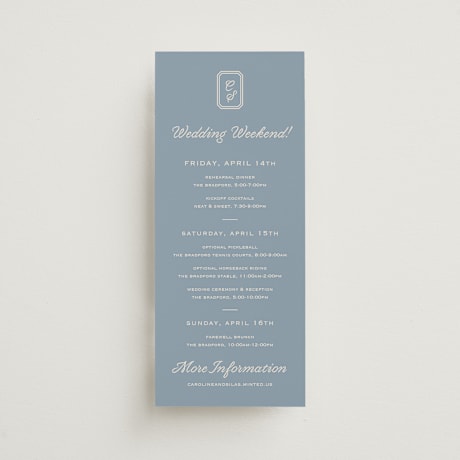 Tall Wedding Weekend Itinerary Cards