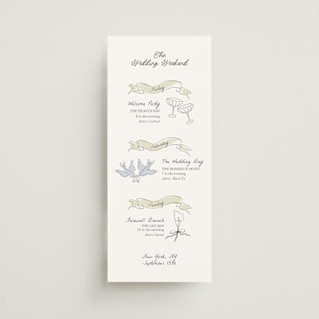 Tall Wedding Weekend Itinerary Cards