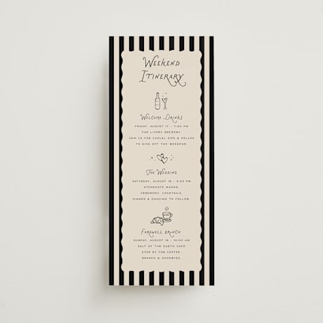 Tall Wedding Weekend Itinerary Cards