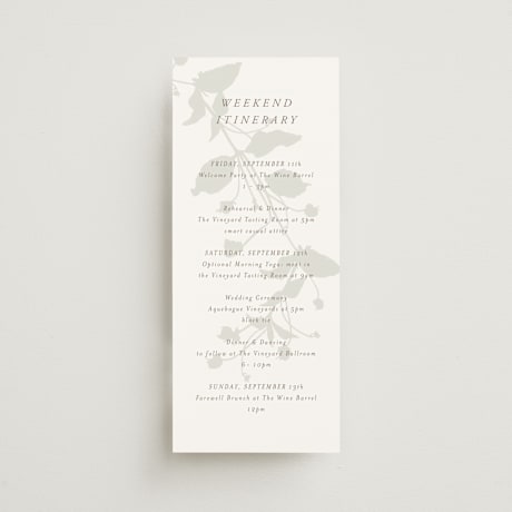 Tall Wedding Weekend Itinerary Cards
