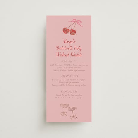Foil-Pressed Tall Wedding Weekend Itinerary Cards
