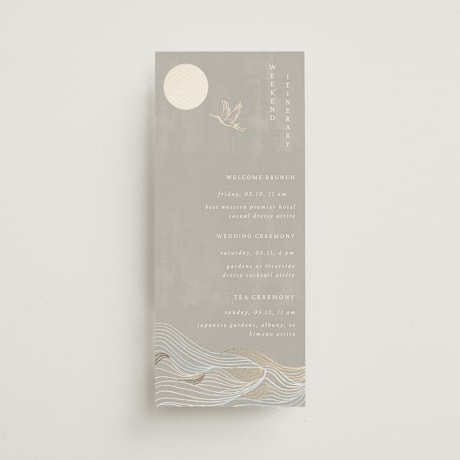 Foil-Pressed Tall Wedding Weekend Itinerary Cards