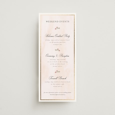 Foil-Pressed Tall Wedding Weekend Itinerary Cards
