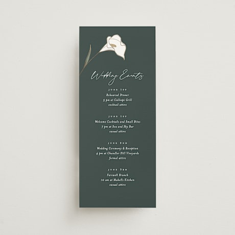 Foil-Pressed Tall Wedding Weekend Itinerary Cards