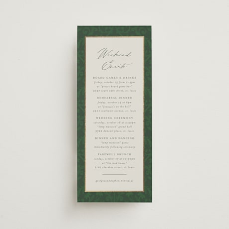 Foil-Pressed Tall Wedding Weekend Itinerary Cards