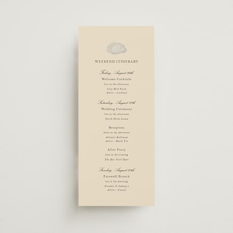 Foil-Pressed Tall Wedding Weekend Itinerary Cards