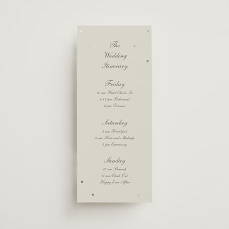 Foil-Pressed Tall Wedding Weekend Itinerary Cards