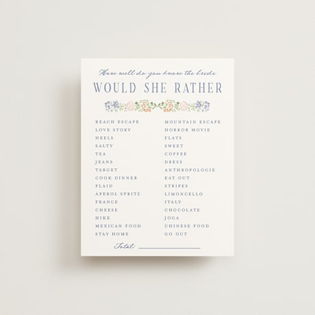 Bridal Shower Insert Cards