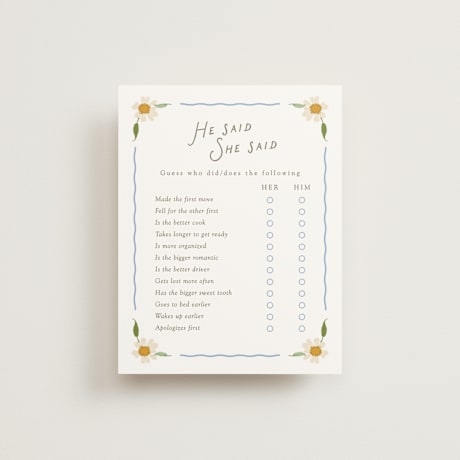 Bridal Shower Insert Cards