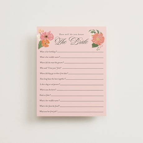 Bridal Shower Insert Cards