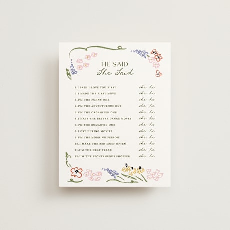 Bridal Shower Insert Cards