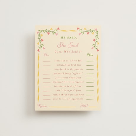 Bridal Shower Insert Cards