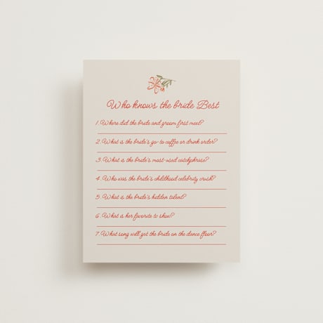 Bridal Shower Insert Cards