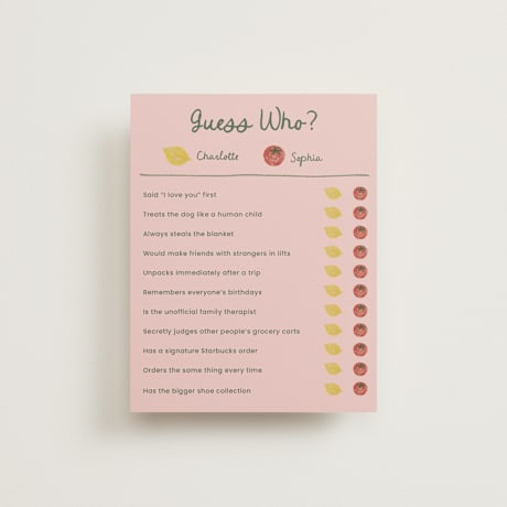 Bridal Shower Insert Cards