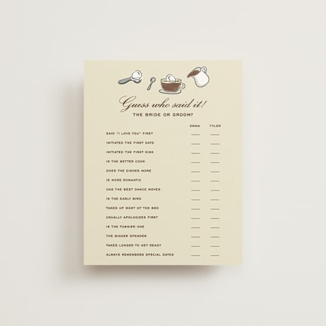 Bridal Shower Insert Cards