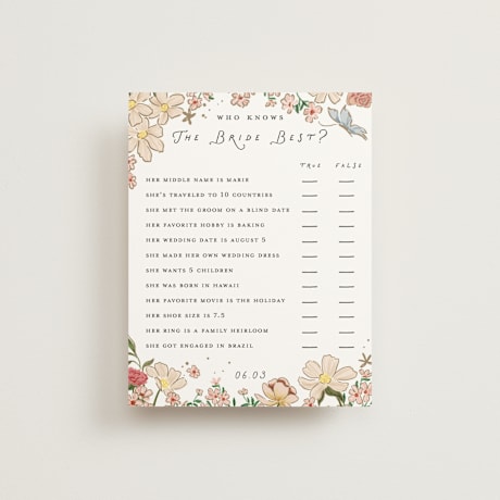 Bridal Shower Insert Cards