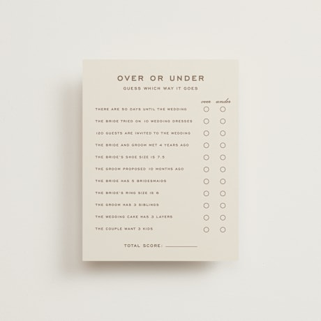 Bridal Shower Insert Cards