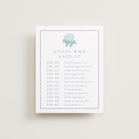 Bridal Shower Insert Cards