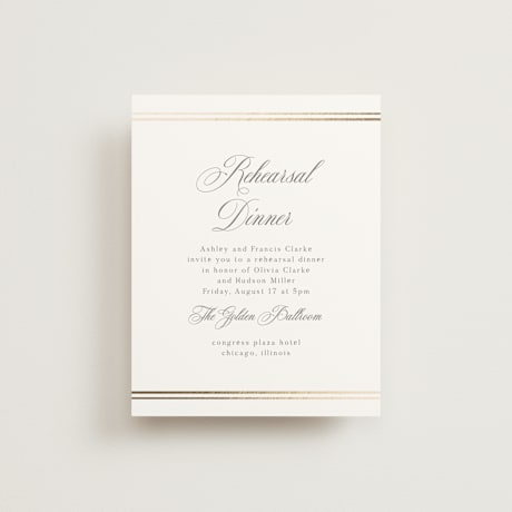 Foil-Pressed Rehearsal Dinner Cards