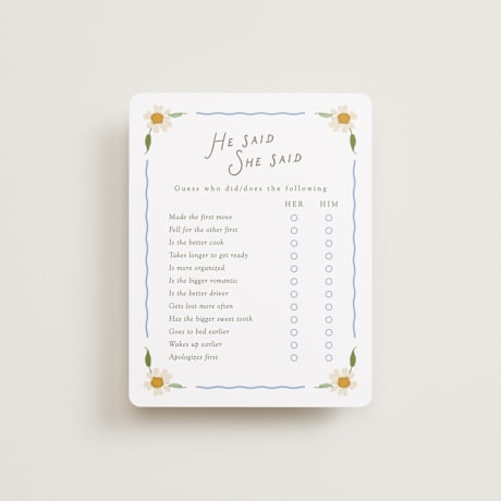 Bridal Shower Insert Cards