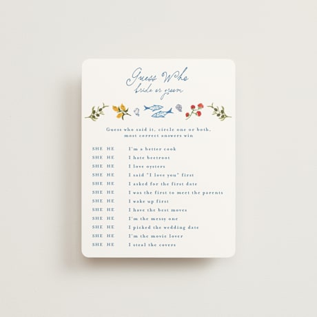 Bridal Shower Insert Cards