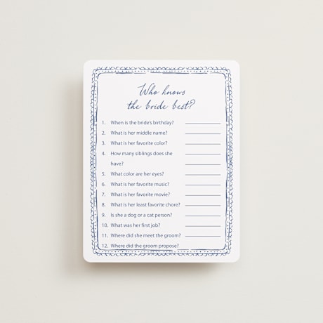 Bridal Shower Insert Cards