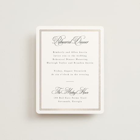 Foil-Pressed Rehearsal Dinner Cards