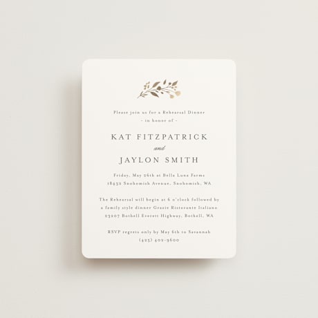 Foil-Pressed Rehearsal Dinner Cards