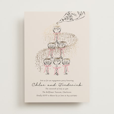 Foil-Pressed Engagement Party Invitations