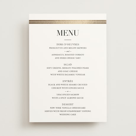 Foil-Pressed Menus