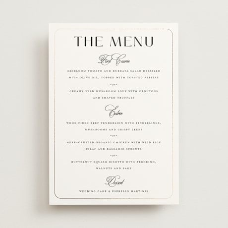 Foil-Pressed Menus