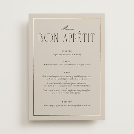 Foil-Pressed Menus