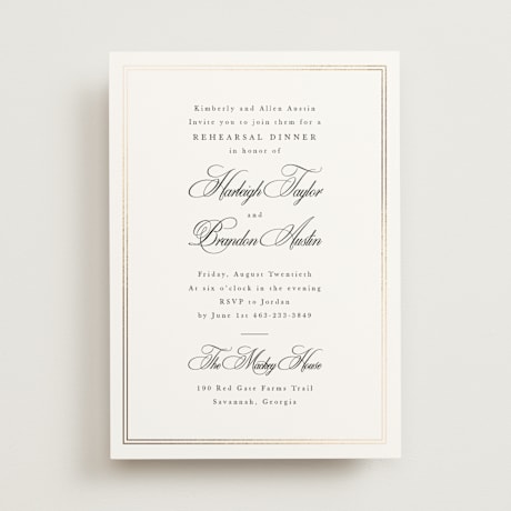 Foil-Pressed Rehearsal Dinner Invitations