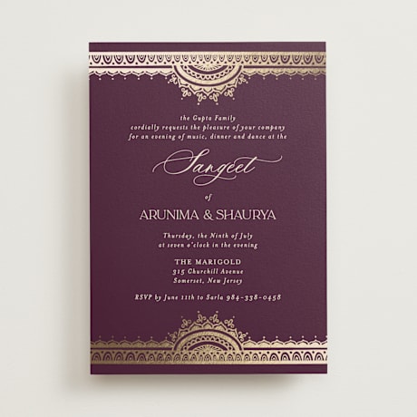 Foil-Pressed Sangeet Invitations