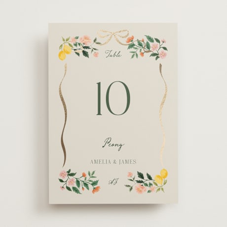 Foil-pressed Table Numbers