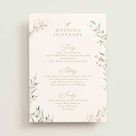 Foil-Pressed Wedding Weekend Itinerary Cards