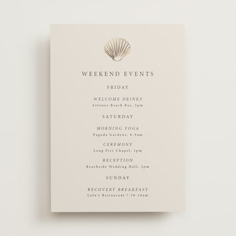 Foil-Pressed Wedding Weekend Itinerary Cards