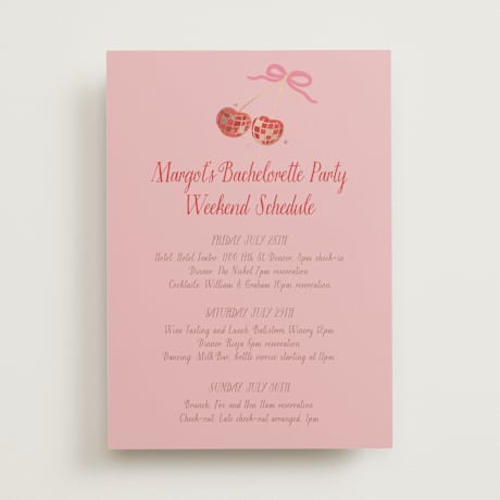 Foil-Pressed Wedding Weekend Itinerary Cards
