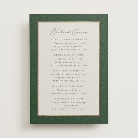 Foil-Pressed Wedding Weekend Itinerary Cards