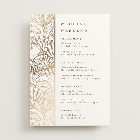 Foil-Pressed Wedding Weekend Itinerary Cards