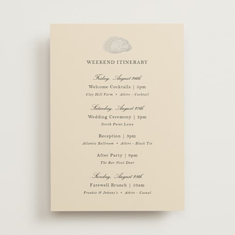 Foil-Pressed Wedding Weekend Itinerary Cards