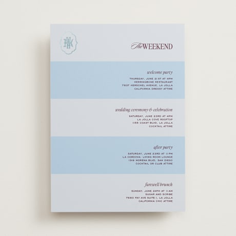 Foil-Pressed Wedding Weekend Itinerary Cards