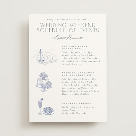 Wedding Weekend Itinerary Cards