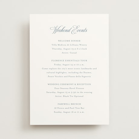Wedding Weekend Itinerary Cards