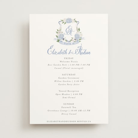 Wedding Weekend Itinerary Cards