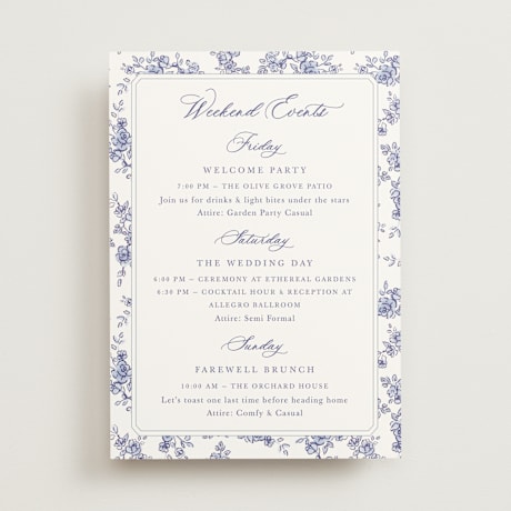 Wedding Weekend Itinerary Cards