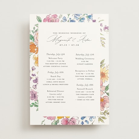 Wedding Weekend Itinerary Cards