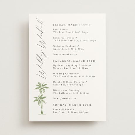Wedding Weekend Itinerary Cards