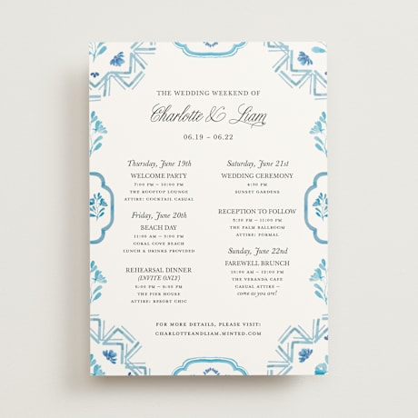 Wedding Weekend Itinerary Cards