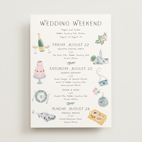 Wedding Weekend Itinerary Cards